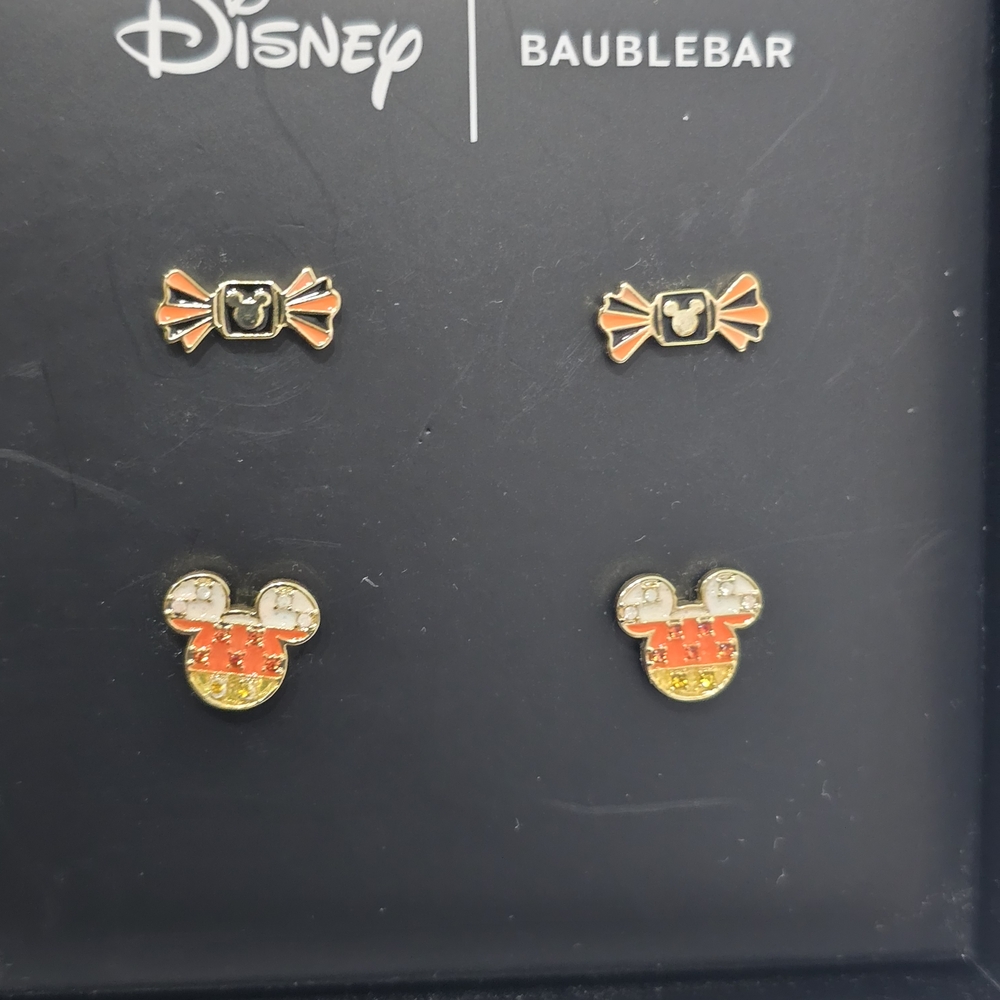 Disney BaubleBar Mickey and Bow Earrings - Black, Orange, Gold
